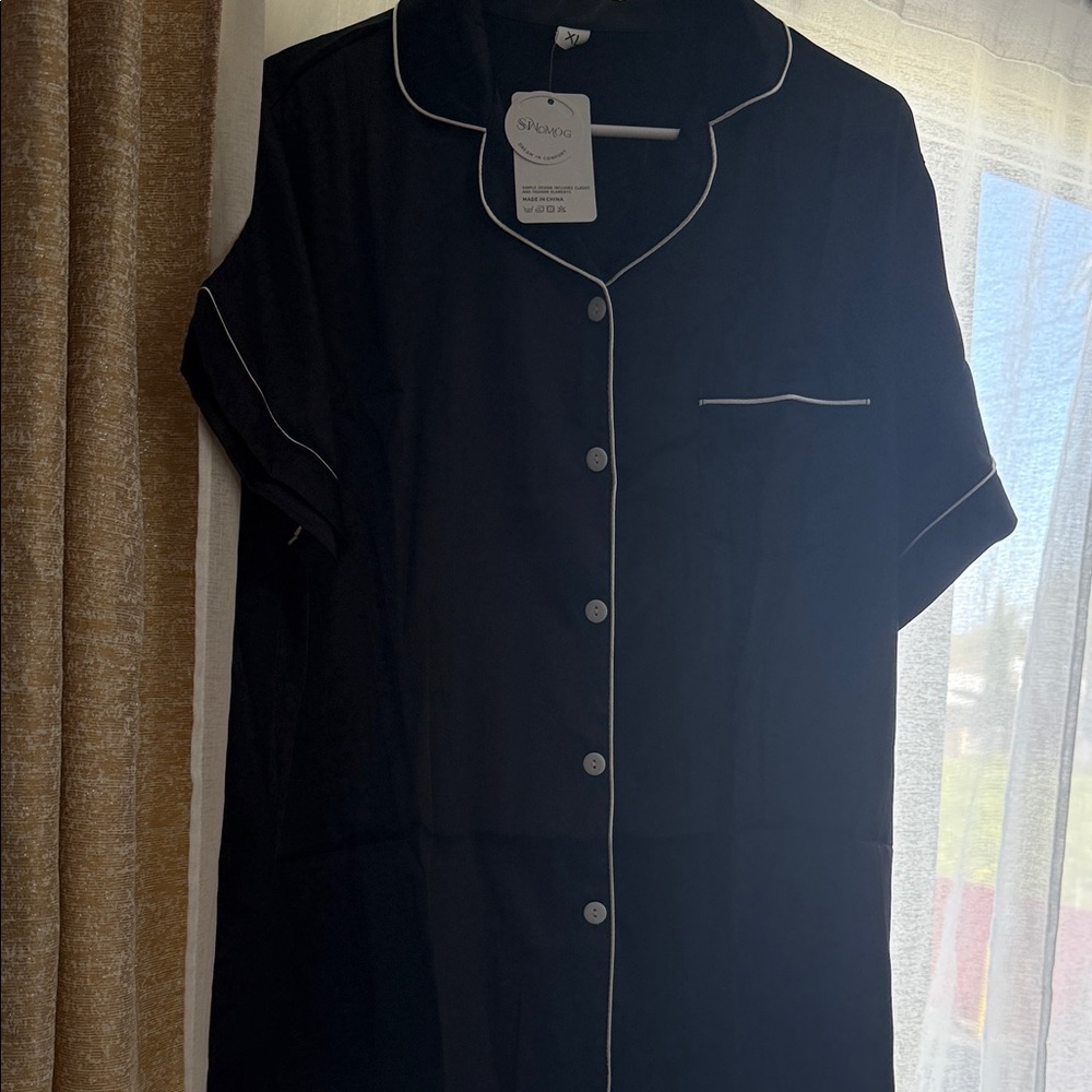 Black Short Sleeve Pajama Top & Shorts